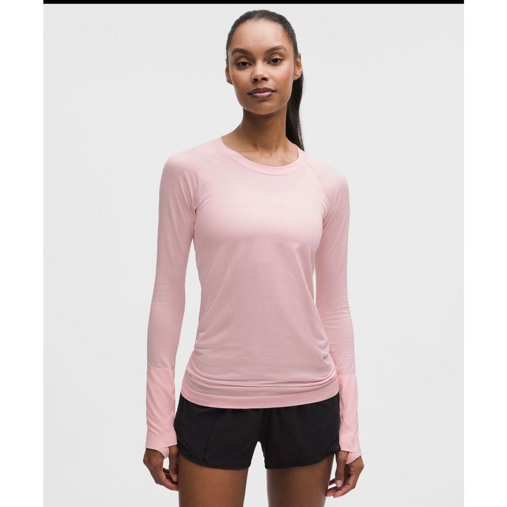 Lululmeon Swiftly Tech Long Sleeve In Strawberry Milkshake size 18
